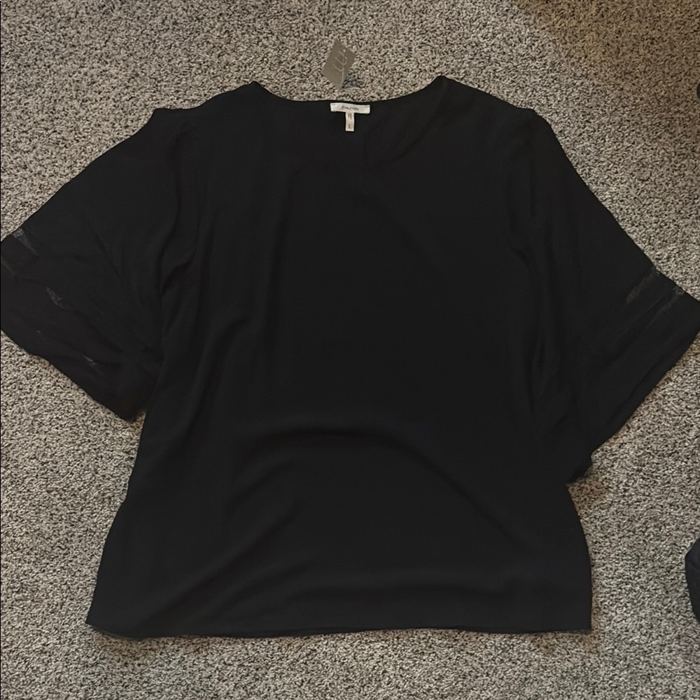 Maurices Black Flutter Sleeve Blouse Relaxed Fit